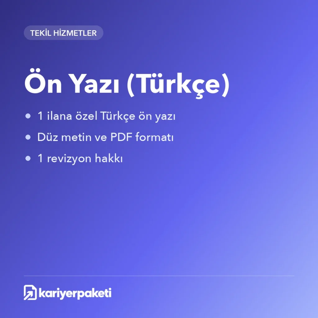 Ön Yazı (Türkçe)