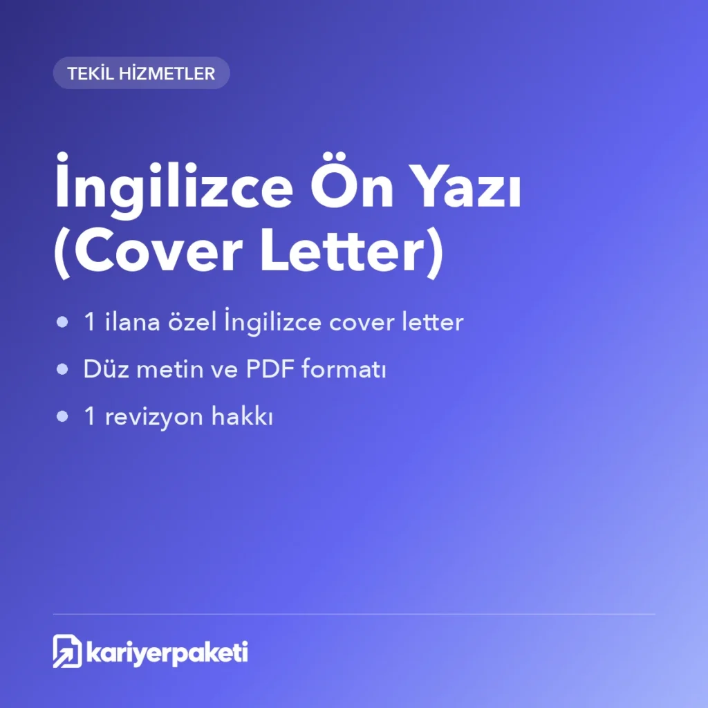 İngilizce Ön Yazı (Cover Letter)