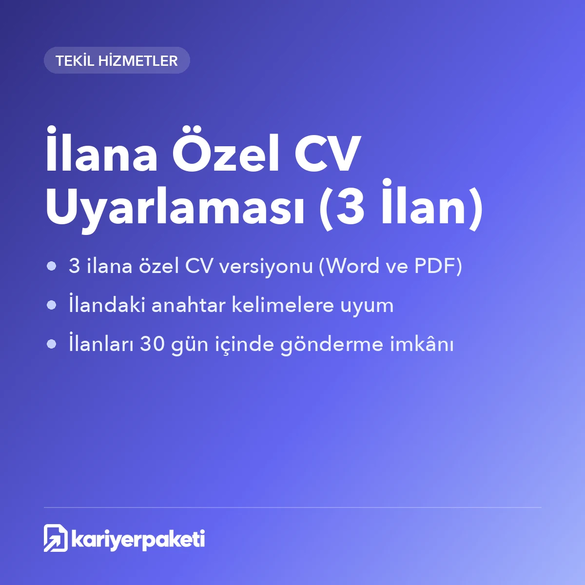 İlana Özel CV Uyarlaması (3 İlan)